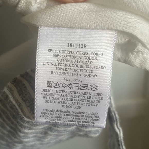 leRumi Jamie Striped Short Sleeve Cotton Mini Dress. Scoop Neckline. Pre-Owned. - Picture 12 of 12